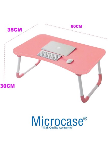 Portatif Atlantik Çam Mdf Laptop Sehpası Katlanabilir Çalışma Masası Kahvaltı Masası AL4020 Pembe