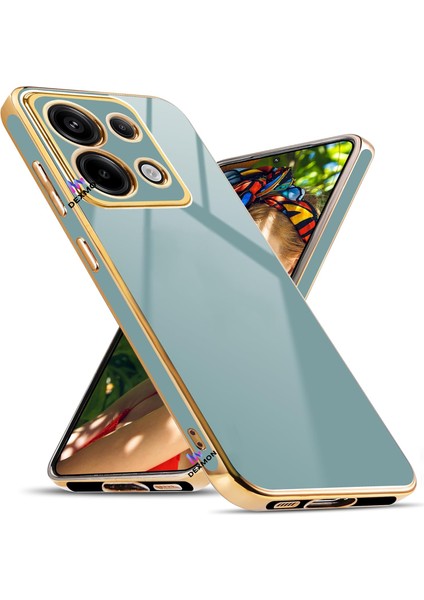Xiaomi Redmi Note 13 Pro 5g Silikon Kılıf Kamera Korumalı Arkası Renkli Kenarları Parlak Dore Tasarım Kapak