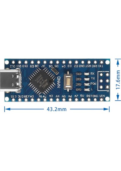 Arduino Nano 3.0 Type C ATMEGA328 CH340 Açık Kaynak Kod Yazılım Geliştirme Eğitim Kartı