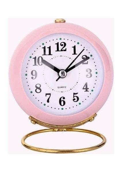Pembe Renkli Işıklı Metal Masa Üstü Alarmlı Çalar Saat fiyatları