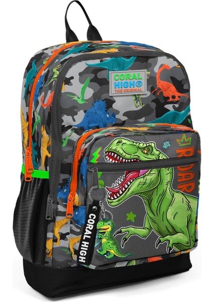 Kids Dinozor Desenli Siyah Gri 3’lü Okul Çanta Seti 3SET23744 indirimleri