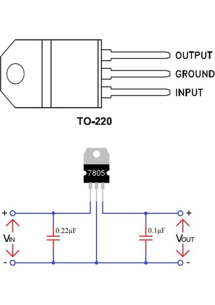 L7805CV 3 Pin Dc 5V Lineer Voltaj Düşürücü Regülatör Enregre