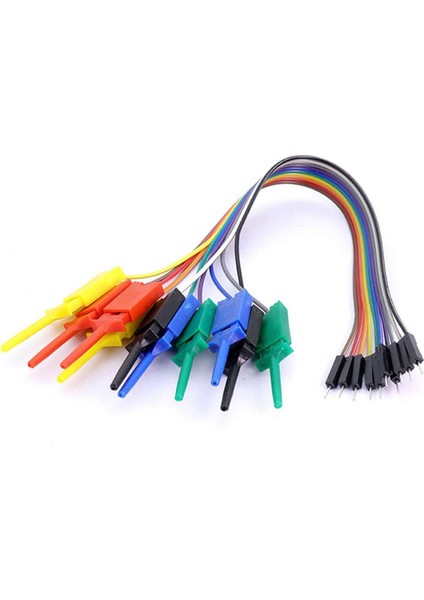 10LU Dupont Kablolu Kanca Lojik Analizör Prob Mini Test Kancası Lehimsiz Tutucu Yakalayıcı Klips