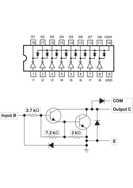 ULN2803A Npn 8 Adet Darlington Transistör Sürücü Entegre Modülü Bjt Bipolar Yüksek Voltaj Akım