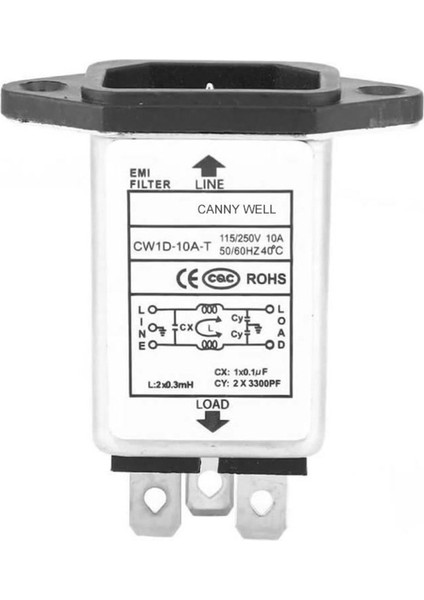 CW1D-10A-T Ac 250V 10A C14 Erkek Soket Emı Filtreli Hat Şebeke Emc Rfı Gürültü Bastırıcı Azaltıcı