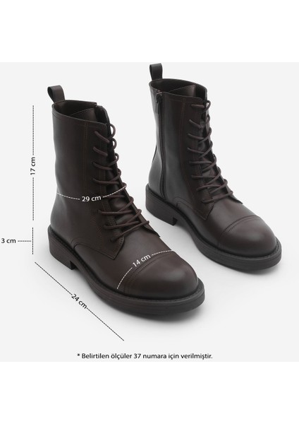 Kadın Bağcıklı Yandan Fermuarlı Günlük Postal Bot Sirus Kahve