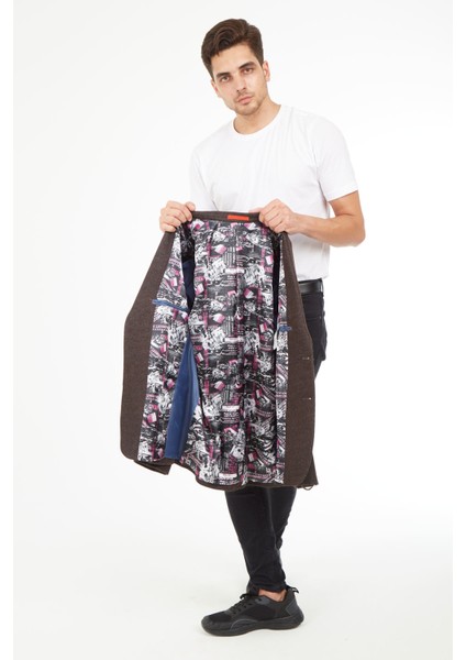 G-187 Dar Kalıp Örme Kumaş Kahverengi Erkek Blazer Ceket modelleri