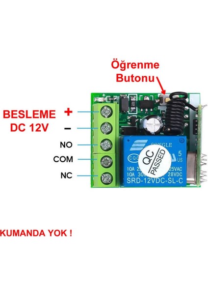 433MHZ Rf 1 Uyumlu Kanal Modül Dc 12V Kablosuz Pompa Fan Lamba Perde Akıllı Ev Garaj Bariyer Kapı