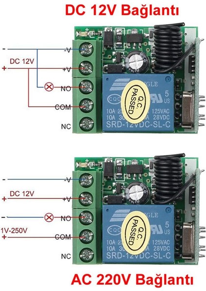 433MHZ Rf 1 Uyumlu Kanal Modül Dc 12V Kablosuz Pompa Fan Lamba Perde Akıllı Ev Garaj Bariyer Kapı