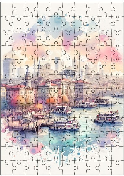 Ahşap Mdf Puzzle Yapboz Istanbul Temalı 120 Parça 25*35 cm