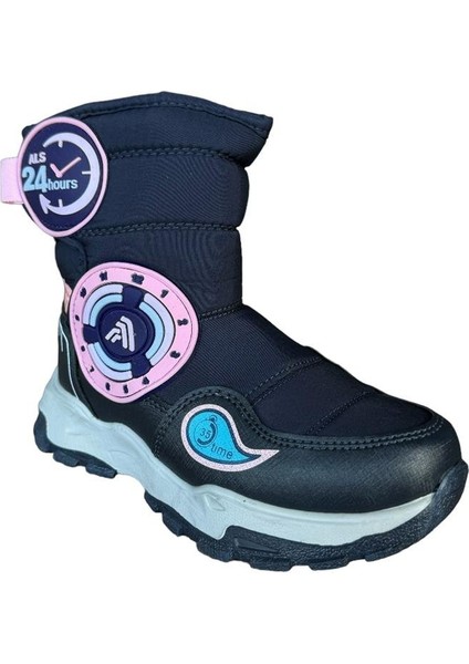 Kız Çocuk Su İtici Cırtlı Kürklü Kar Botu LACİVERT
