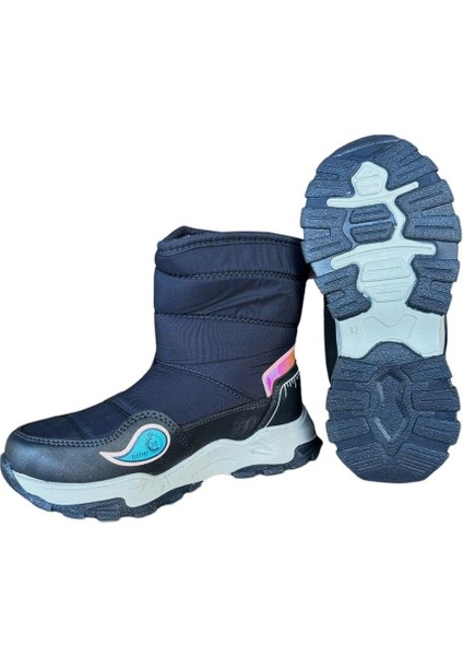 Kız Çocuk Su İtici Cırtlı Kürklü Kar Botu LACİVERT