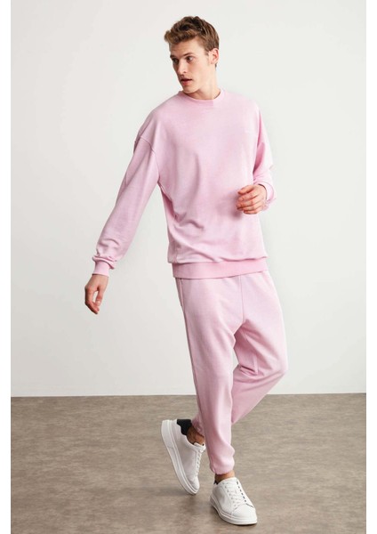 Marshall Erkek Pamuklu İçi Polarlı Nakışlı Relaxed Pembe Eşofman Takımı fırsatları