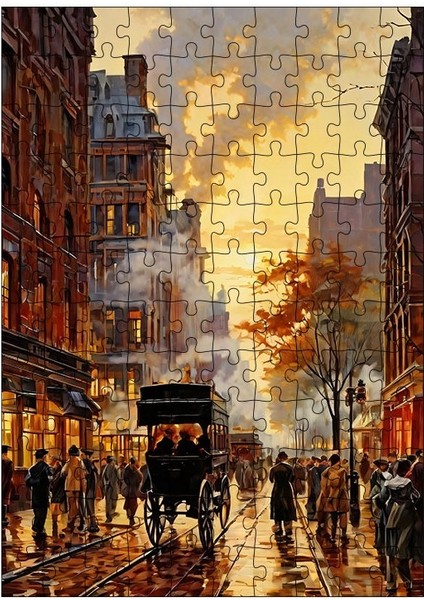 Ahşap Mdf Puzzle Yapboz Geçmişteki Bir Şehir 120 Parça 25*35 cm