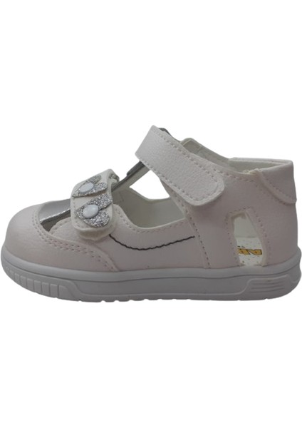 Kız Bebek Beyaz-Gümüş Ilk Adım Ortopedik Taban Günlük Ayakkabı ARZN98-12 modelleri