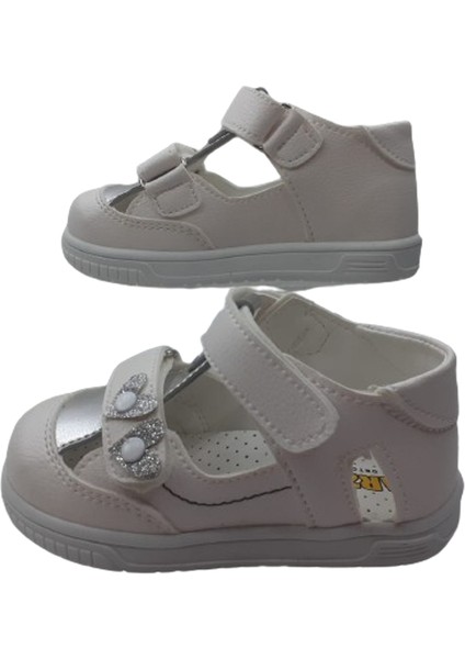 Kız Bebek Beyaz-Gümüş Ilk Adım Ortopedik Taban Günlük Ayakkabı ARZN98-12 fırsatları