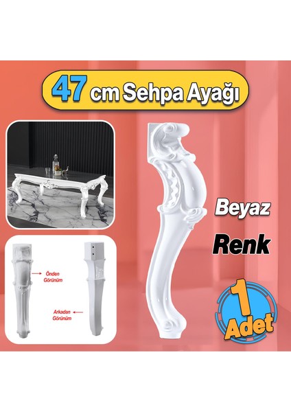 Valenta Plastik Sehpa Ayağı 47 cm Beyaz Renk 1 Adet Mobilya Zigon Çay Orta Sehpası Ayak Ayakları