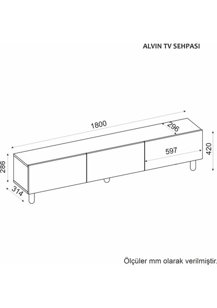 Alvin Tv SEHPASI,180CM, Ahşap Ayak