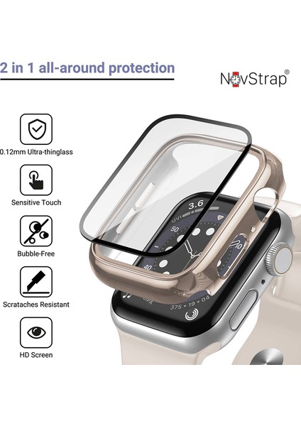 Apple Watch Seri 7 8 9 41MM ile Uyumlu Ekran Kasa Koruyucu Kapak Kılıf 360 Tam Koruma modelleri