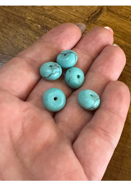 5 Li Turkuaz Firuze Delikli Boncuk Hakikiş Doğal Taş modelleri