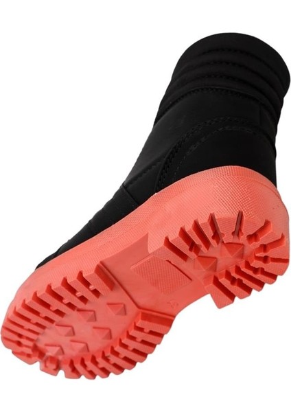 Kız Çocuk Fermuarlı Kürklü Bot Siyah - Turuncu