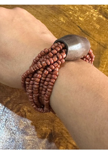 Kahverengi Ahşap Bambu Boncuklu Çoklu Kadın Bileklik fiyatları