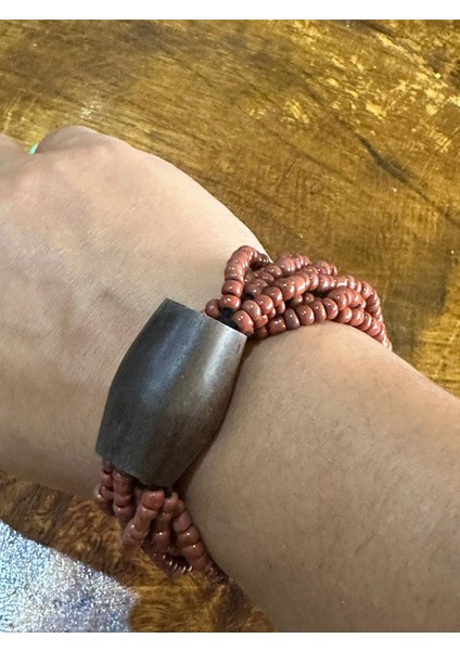 Kahverengi Ahşap Bambu Boncuklu Çoklu Kadın Bileklik modelleri