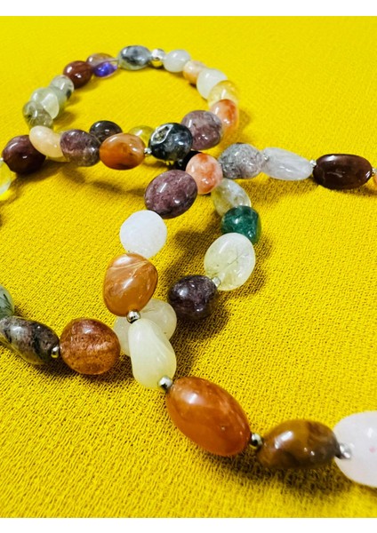 Sertifikalı Karışık Doğal Taş Şekilsiz Tımbıl Bileklik Aaa Kalite Sürpriz Hediyeli