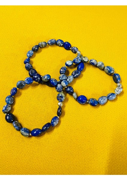 Sertifikalı Lapis Lazuli Doğal Taş Şekilsiz Tımbıl Bileklik Aaa Kalite Sürpriz Hediyeli