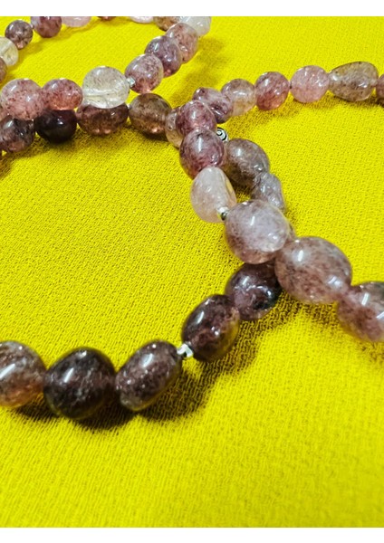 Sertifikalı Çilek Kuvars Doğal Taş Şekilsiz Tımbıl Bileklik Aaa Kalite Sürpriz Hediyeli modelleri