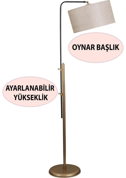 1 Pente Tekli Siyah Eskitme Lambader Açık Kahve Şapka Yatak Odası Oturma Odası Salon Lambader