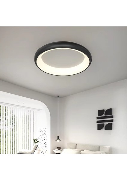 Siyah Ø50CM Kumandalı Dimli, 3 Işık, Çember, LED Tavan Lambası, Modern Aydınlatma, Avize modelleri