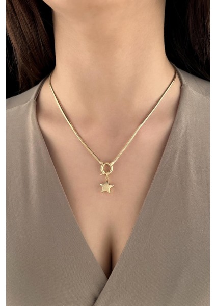 14 Ayar Altın Yıldız Detaylı İtalyan Balıksırtı Kolye fiyatları