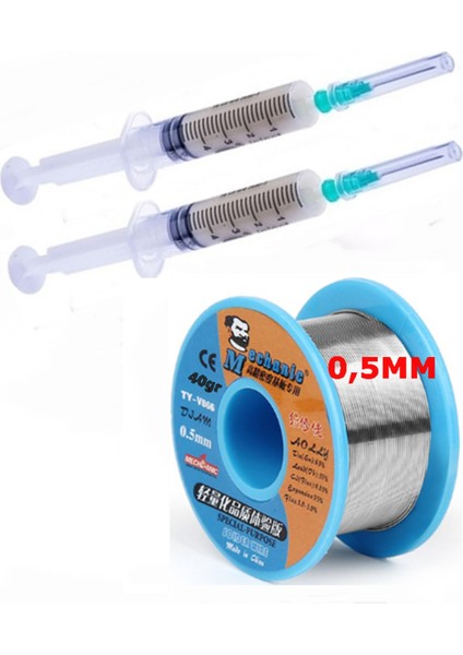 Soldering Wıre 63 Sn-37 Pb Lehim Teli 40 Gr. 0,5 mm Flux Lehim Toplama Seti 2in1
