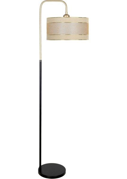 Eskitme Detaylı Siyah Metal Lambader, Yerden Yüksekliği 151-200 cm, Tek Ayaklı