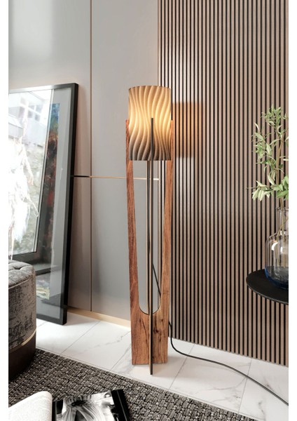 Modern Ceviz Lambader, Ahşap Tasarım, Yerden Yüksekliği 101-150 cm, Tek Ayaklı fiyatları
