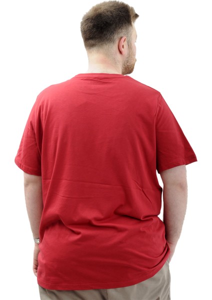 Büyük Beden Erkek Tişört Baskılı Pamuklu Bisiklet Yaka Create U24079 Bordo fırsatları