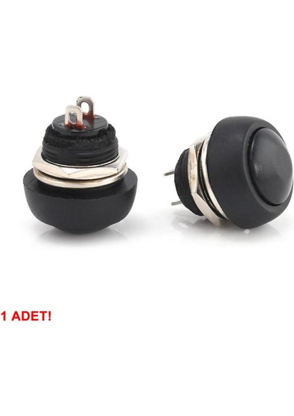 12MM PBS-33B 2 Pin Push Buton Siyah On Off 1A 250V Mini Yuvarlak Su Geçirmez Anahtar Momentary