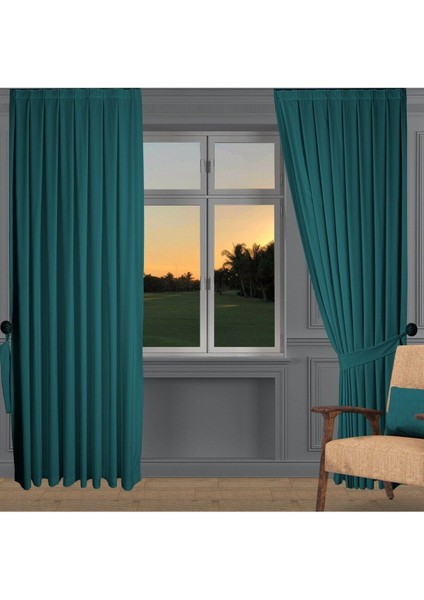 Petrol Ada Fon Perde Normal Pile 1'e 2,5 Pile