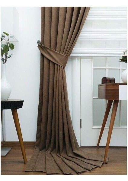 Açık Kahve Ada Fon Perde Pilesiz Extraforlu Düz Dikim Büzgü Pile fırsatları