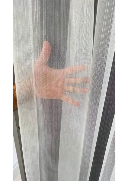 Gümüş Simli Keten Tül Perde Yüksek Kalite Seyrek Pile 1'e 2 Pile fırsatları