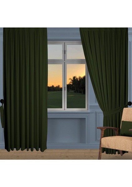 Çimen Yeşili Ada Fon Perde Normal Pile 1'e 2,5 Pile