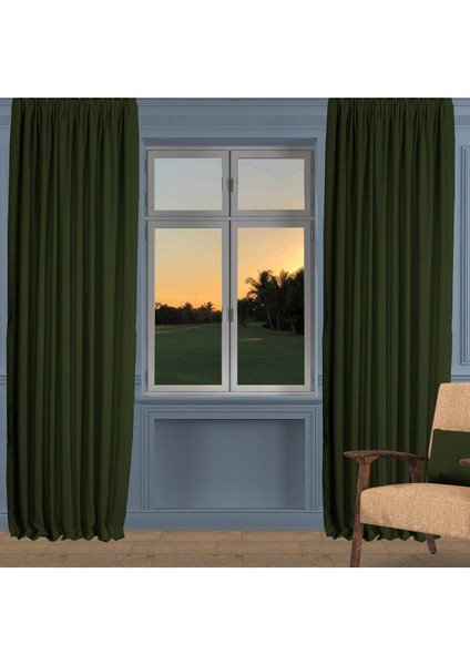 Çimen Yeşili Ada Fon Perde Normal Pile 1'e 2,5 Pile fiyatları