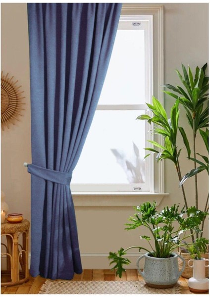 Açık Indigo Ada Fon Perde Pilesiz Extraforlu Düz Dikim Büzgü Pile fiyatları