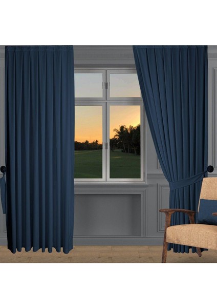 Açık Indigo Ada Fon Perde Pilesiz Extraforlu Düz Dikim Büzgü Pile fırsatları