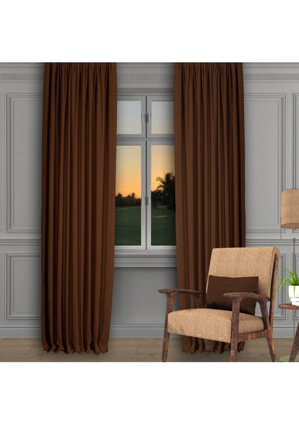 Açık Kahve Ada Fon Perde Normal Pile 1'e 2,5 Pile fiyatları