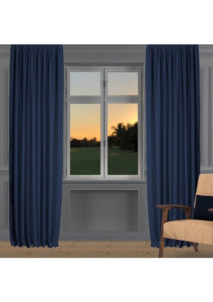 Koyu Lacivert Ada Fon Perde Normal Pile 1'e 2,5 Pile fiyatları