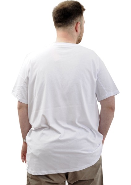 Büyük Beden Erkek Baskılı Tişört Bisiklet Yaka Pamuklu New York U24081 Beyaz fırsatları