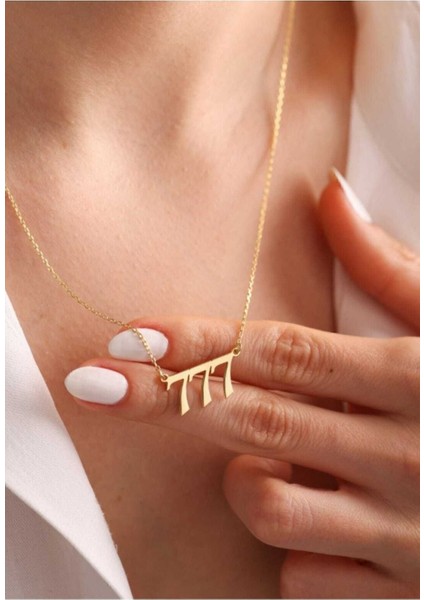 Altın 777 Melek Sayıları 925 Ayar Gümüş Üzeri Altın Kaplama 925 Ayar Doğal Taş