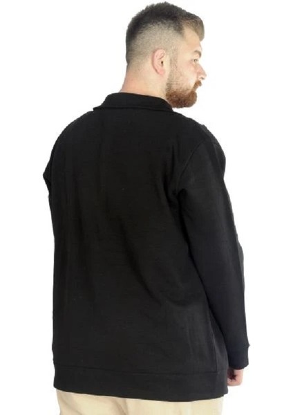 Buyuk Beden Erkek Hırka Fermuarlı Stell Dik Yaka 20571 Siyah modelleri